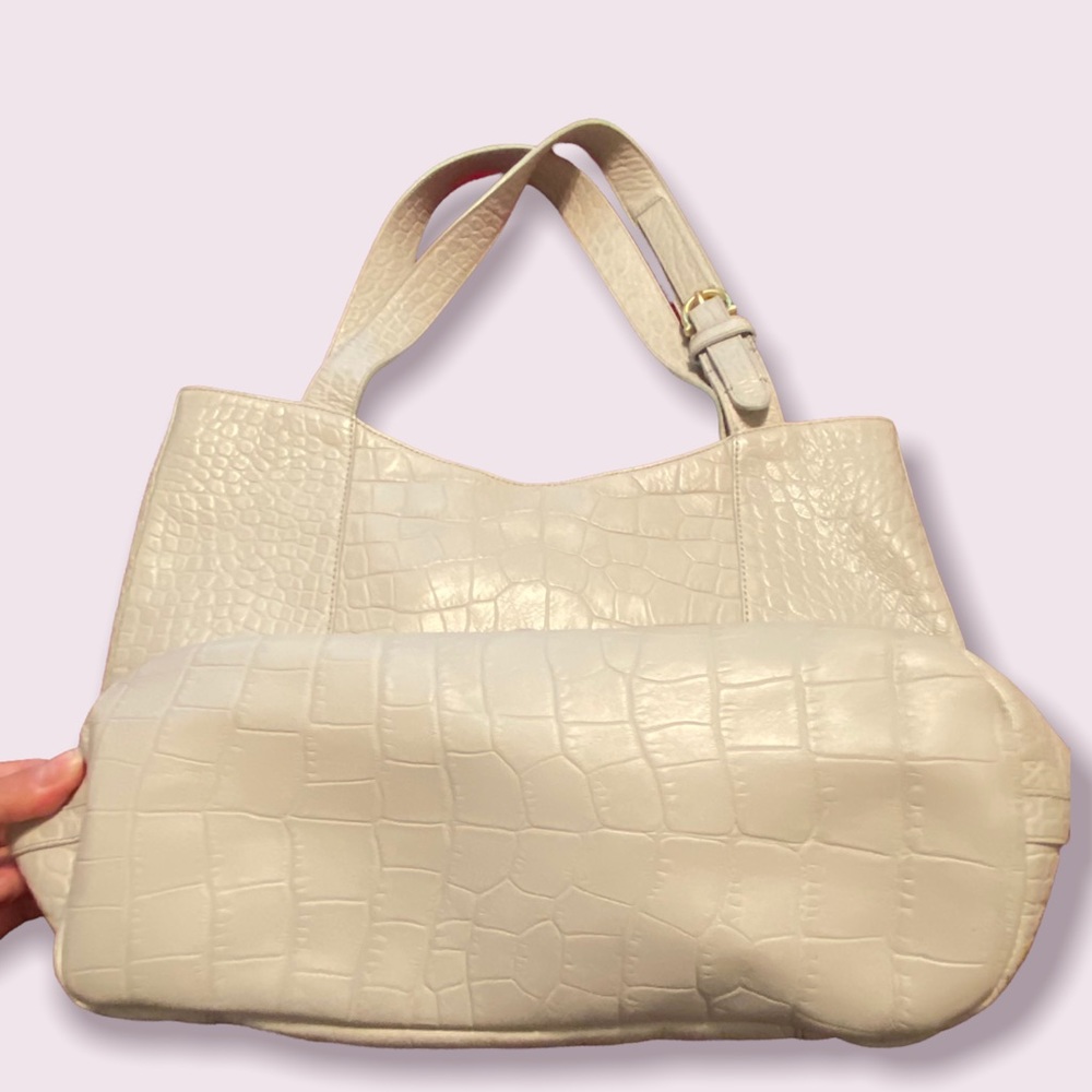 BRAHMIN White Bag Large Shoulder Pebble Off-White - Picture 5 of 13